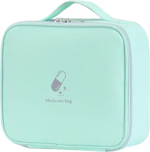 Medicine Bag for Traveling - Splash-Resistant, Hard Plastic Reinforced Edges, Oxford Fabric - Medical Supply Organizer Ideal for Everyday Home Use and Travel (Green)