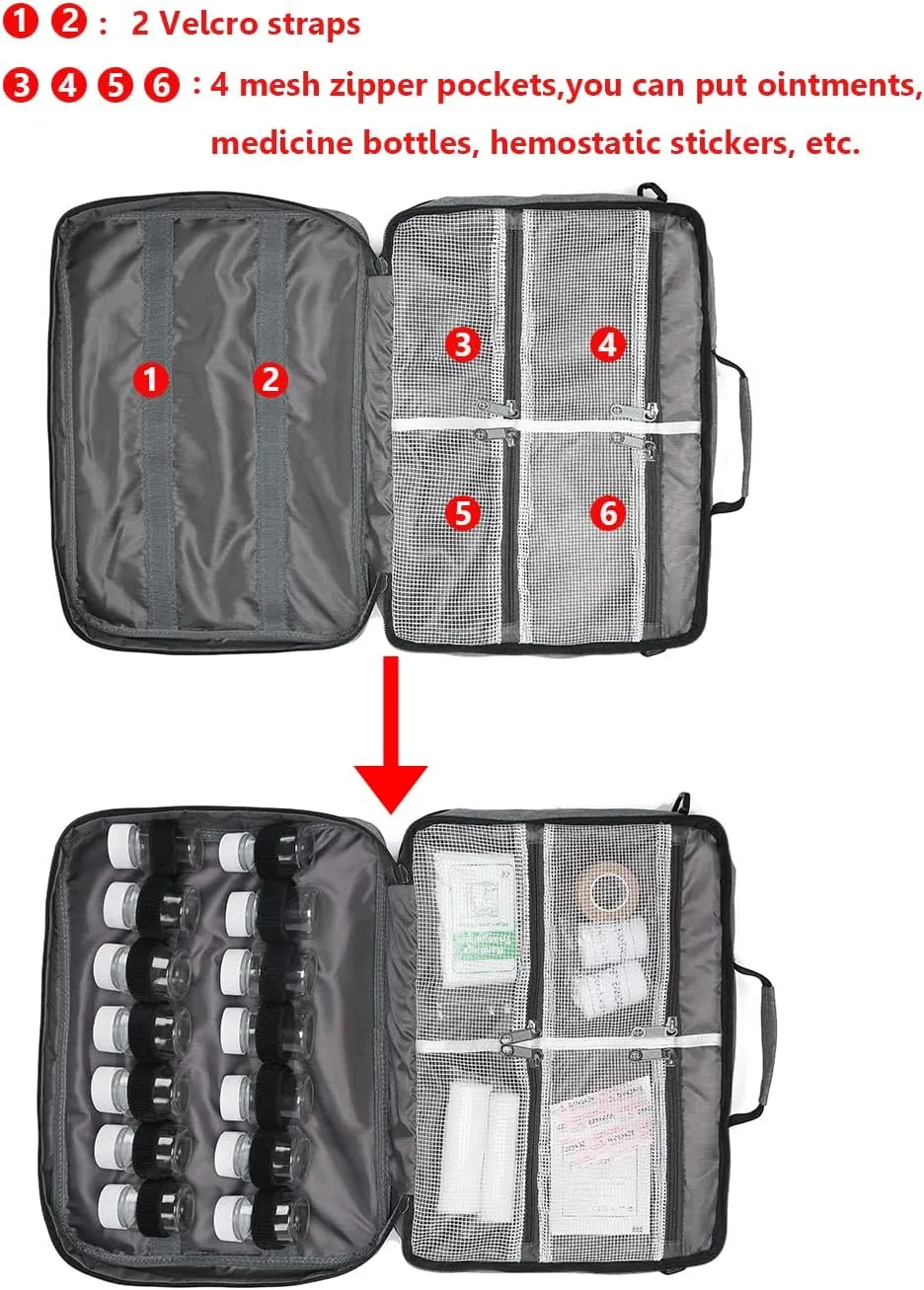 Medicine Bag Pill Bottle Organizer Travel Case for Men Women Medication Storage Organization Prescription Med Manager Water Bottle Vitamin Drug Carrying Case XL Large Locked Lockable Pretty Potable