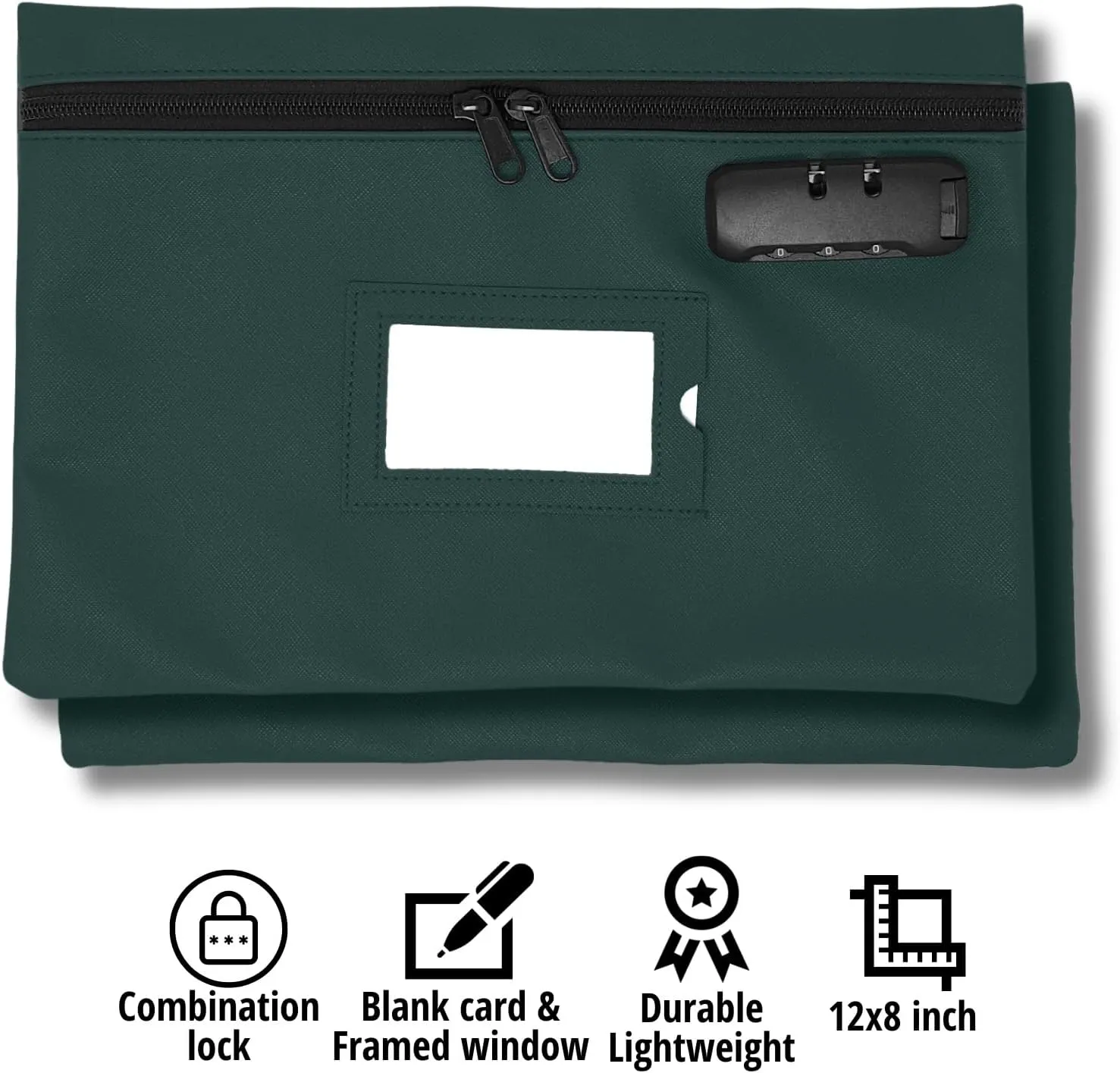 Medicine Bag with Lock | 12x8 Inch Medication Storage Case | Pills Locking Zipper Organizer (Green)