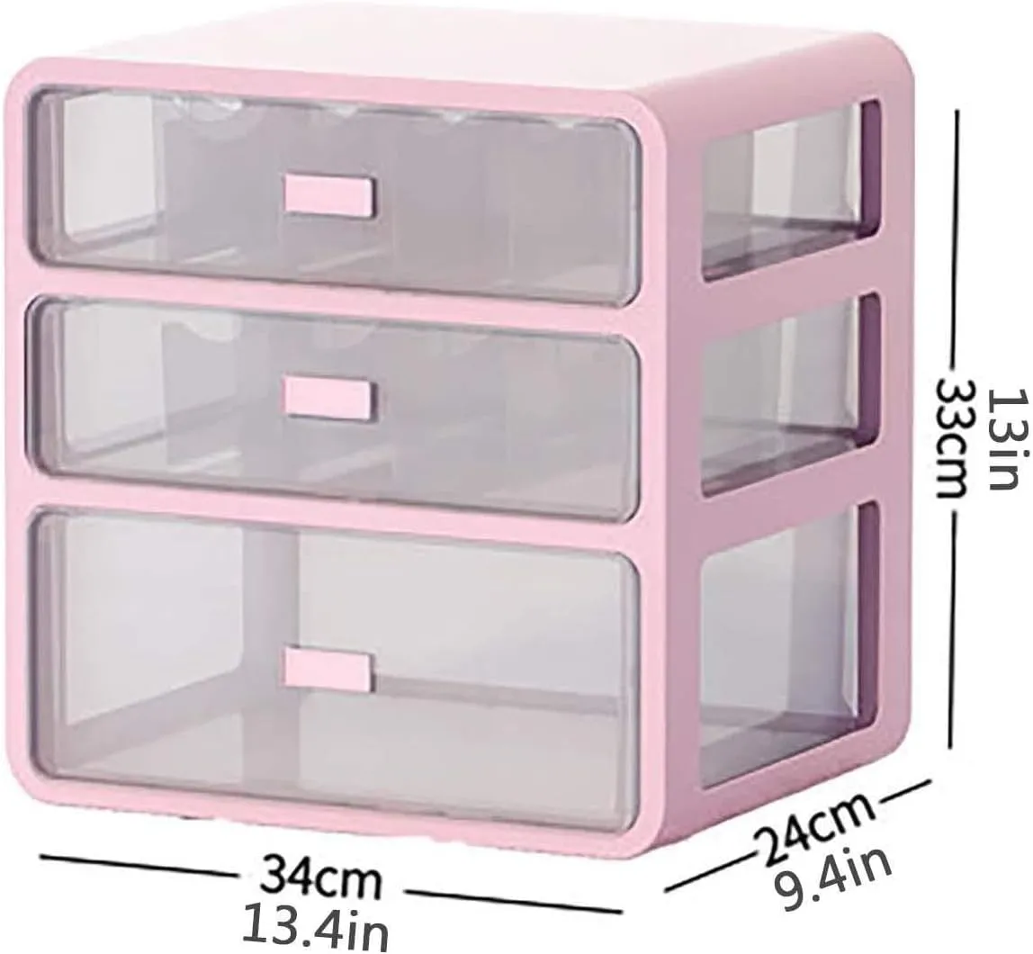 Medicine Box Storage – Large Capacity Multi-Layer Medical First Aid Kit, Transparent Plastic Organizer for Home, Office, Car, Travel – Pink, Medium Size(Pink)