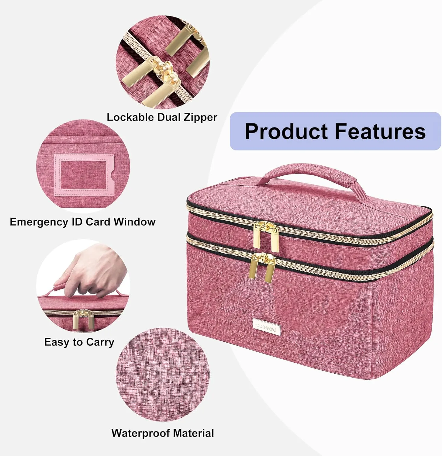 Medicine Storage Bag Pill Bottle Organizer with Portable Small Pouch Travel Medication Bottle Organizer for Emergency Home First Aid Box Kit (Red)