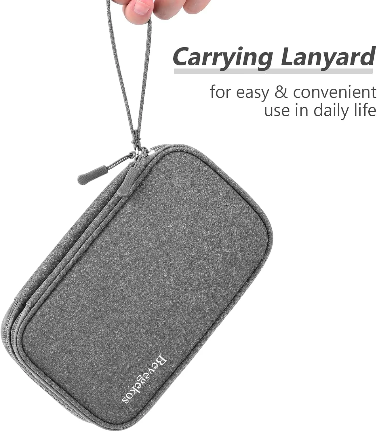 Medium Travel Tech Organizer, Carrying Case Bag for Electronics and Accessories (Dark Grey, Medium)