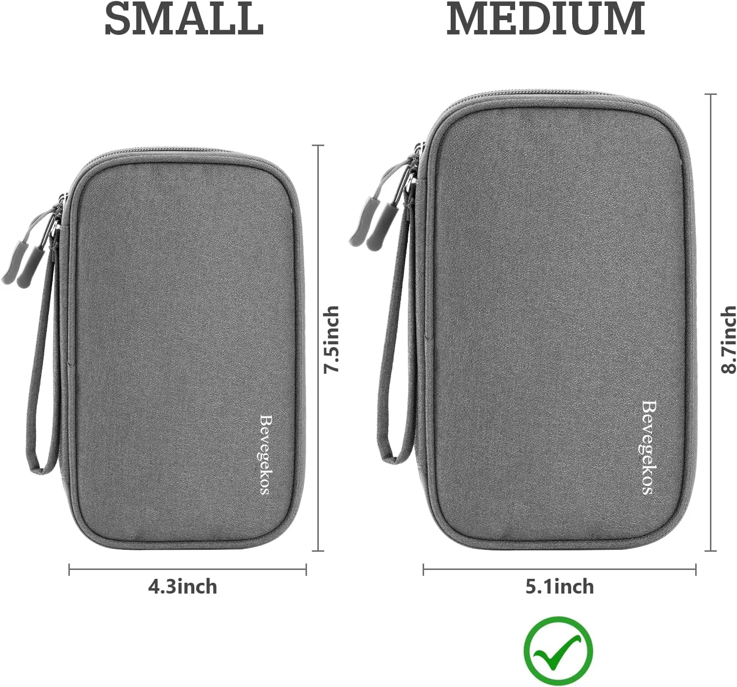 Medium Travel Tech Organizer, Carrying Case Bag for Electronics and Accessories (Dark Grey, Medium)