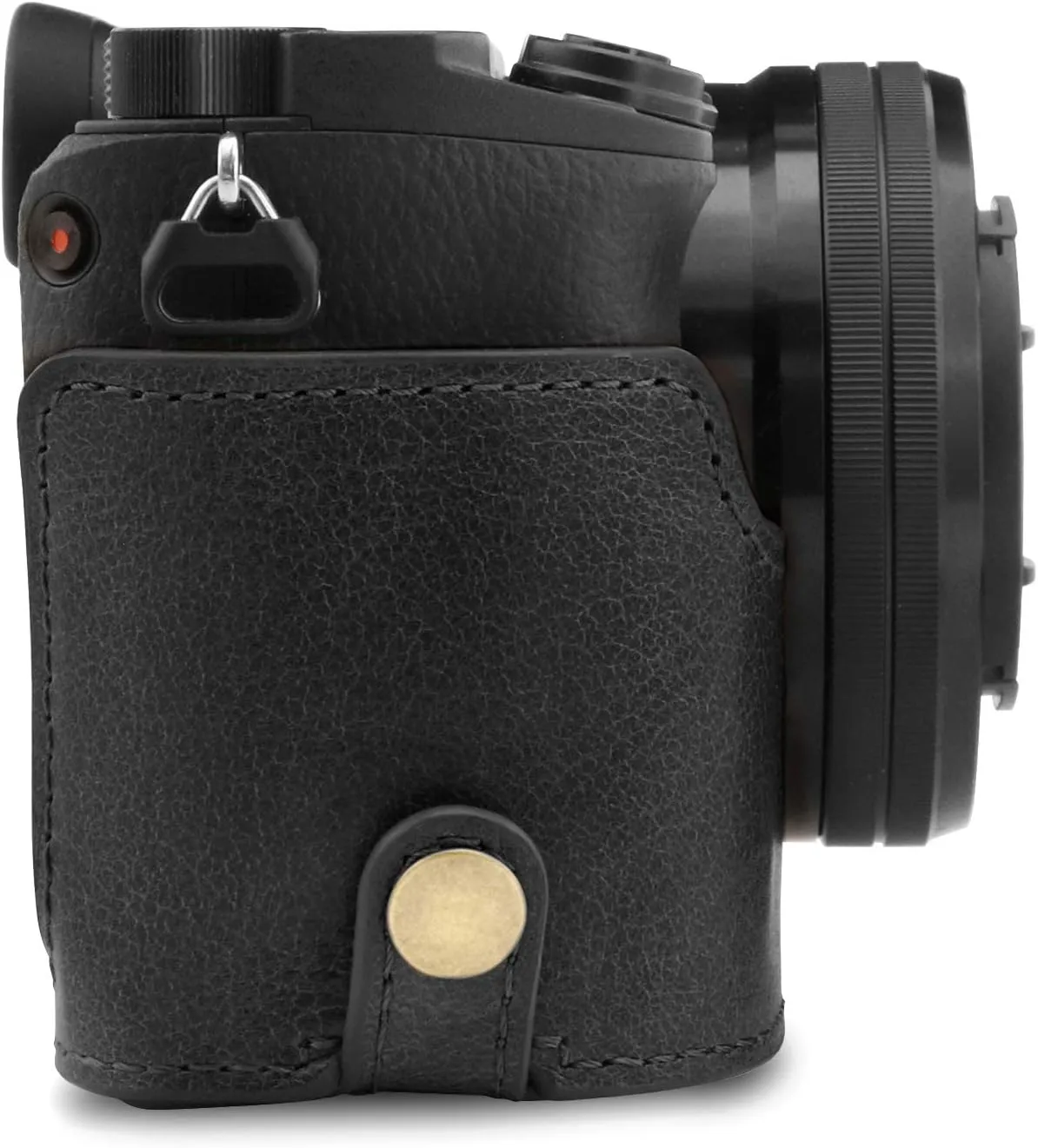 MegaGear MG1641 Ever Ready Genuine Leather Camera Half Case compatible with Sony Alpha A6100, A6400 - Black
