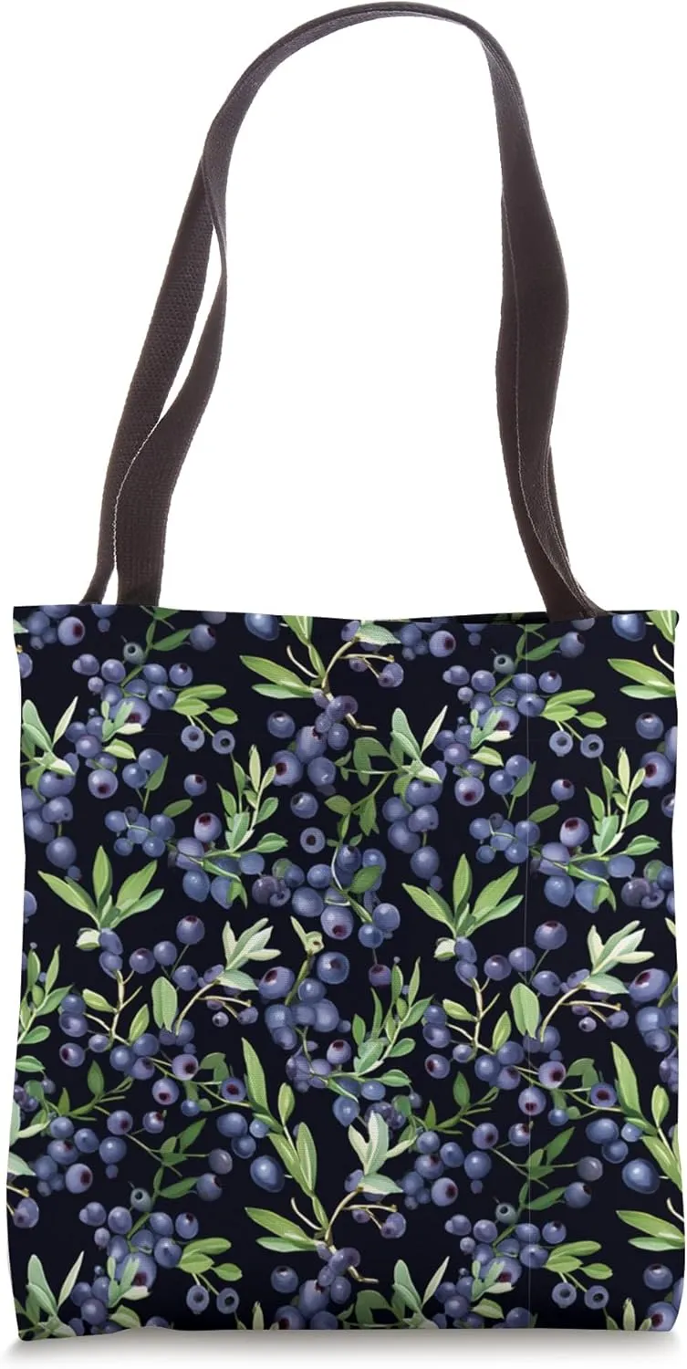 Men Women Huckleberry Fruit Botanical Design Lover Gardening Tote Bag