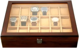 Mens Jewellery Box Watch Box Wooden Watch Box with Transparent Glass top Cover 18-Piece Watch Storage Box Lockable Jewelry case Watch Storage Box (Color : a, Size : 37.5 * 8.5 * 30.5cm) Watch Gift