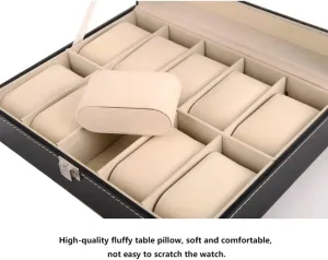 Mens Jewellery Box Watch Holder Watch Box for Men 10 Slots Wooden Watch Display Storage Box Case with Removable Cushions Watch Organizer Watch Gift Box
