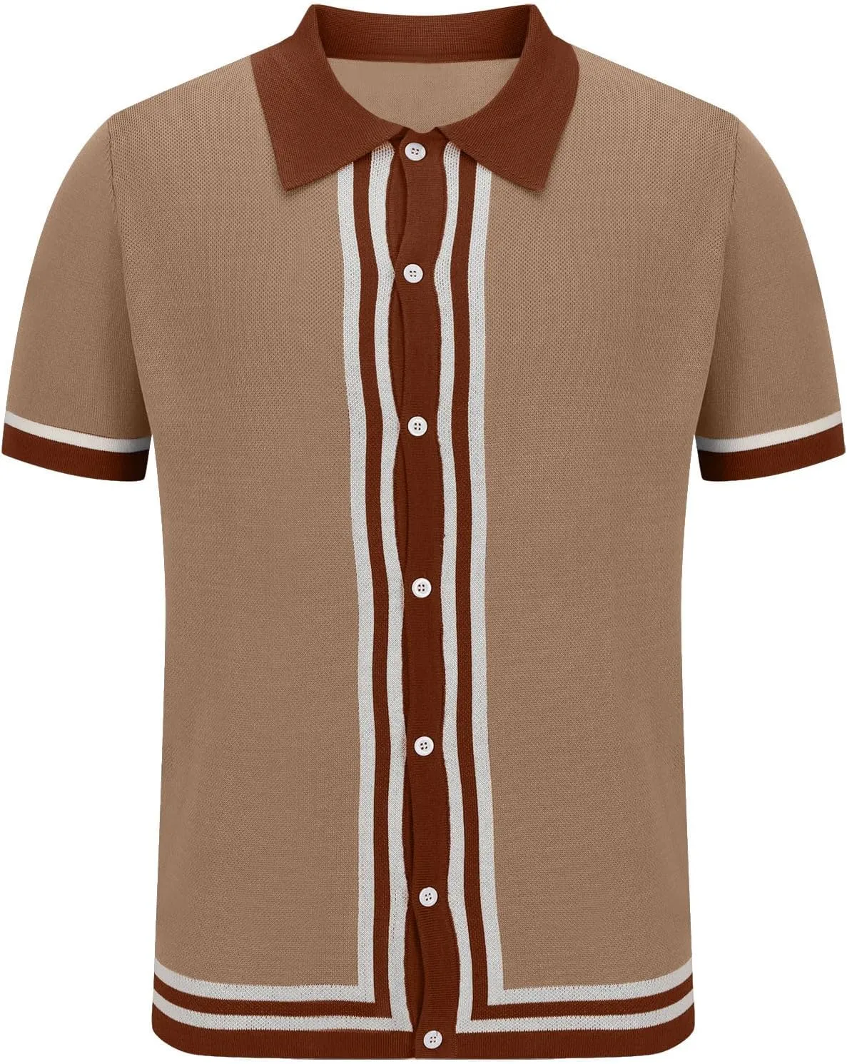 Men's Knitted Polo Shirt Summer Button-Down Shirts Short Sleeve Loose Casual Tops Vacation Outdoor Shirt