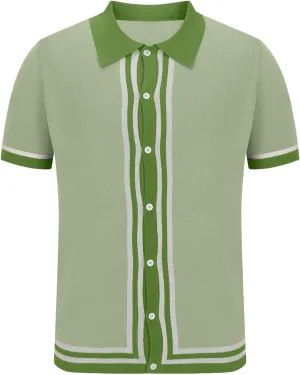 Men's Knitted Polo Shirt Summer Button-Down Shirts Short Sleeve Loose Casual Tops Vacation Outdoor Shirt