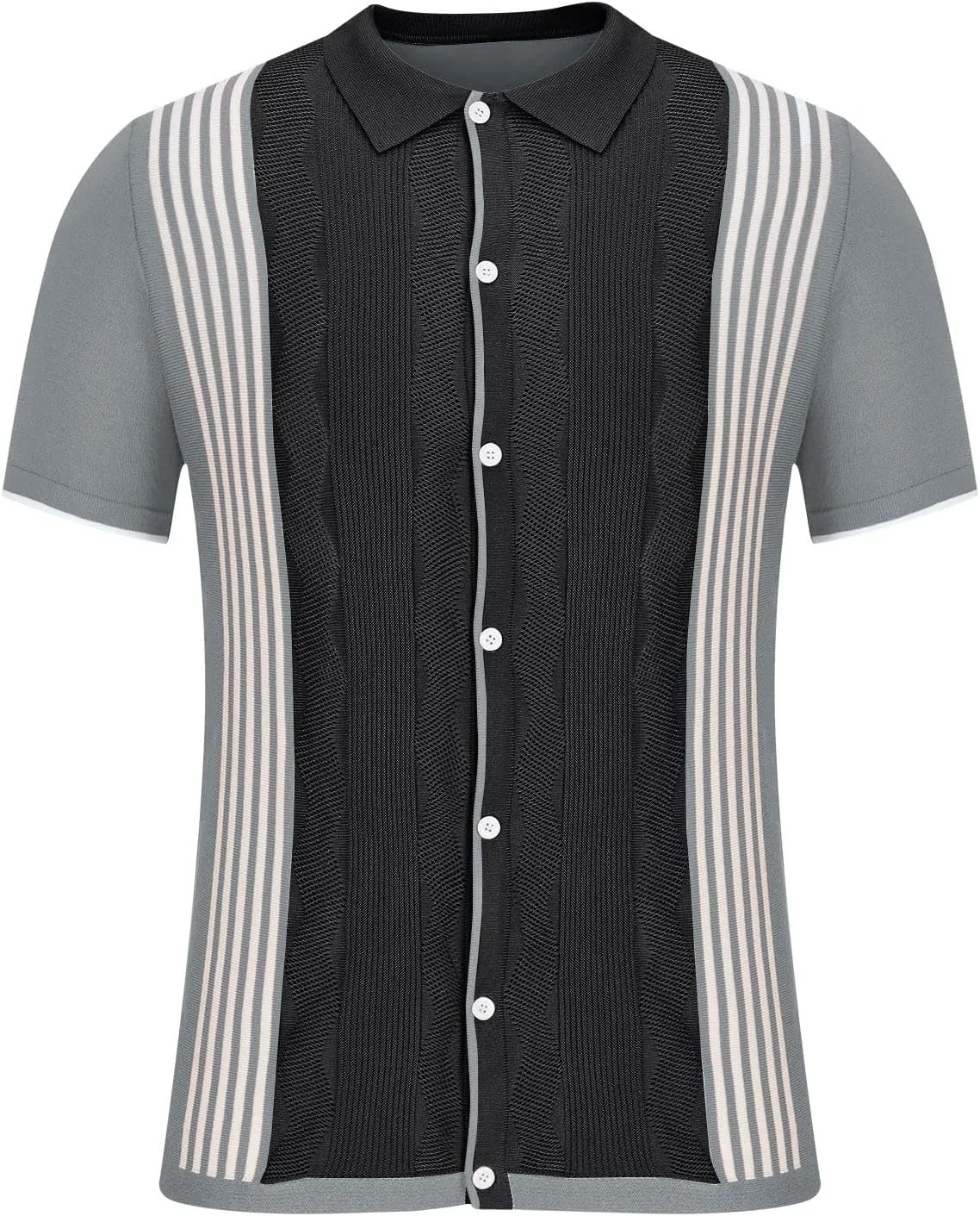 Men's Knitted Polo Shirt Summer Button-Down Shirts Short Sleeve Loose Casual Tops Vacation Outdoor Shirt