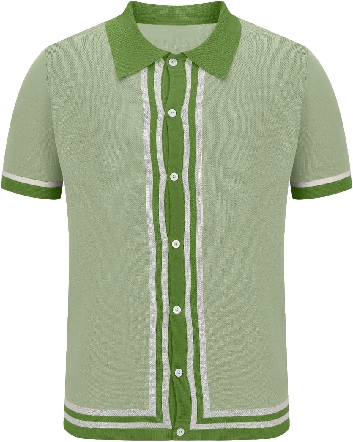Men's Knitted Polo Shirt Summer Button-Down Shirts Short Sleeve Loose Casual Tops Vacation Outdoor Shirt