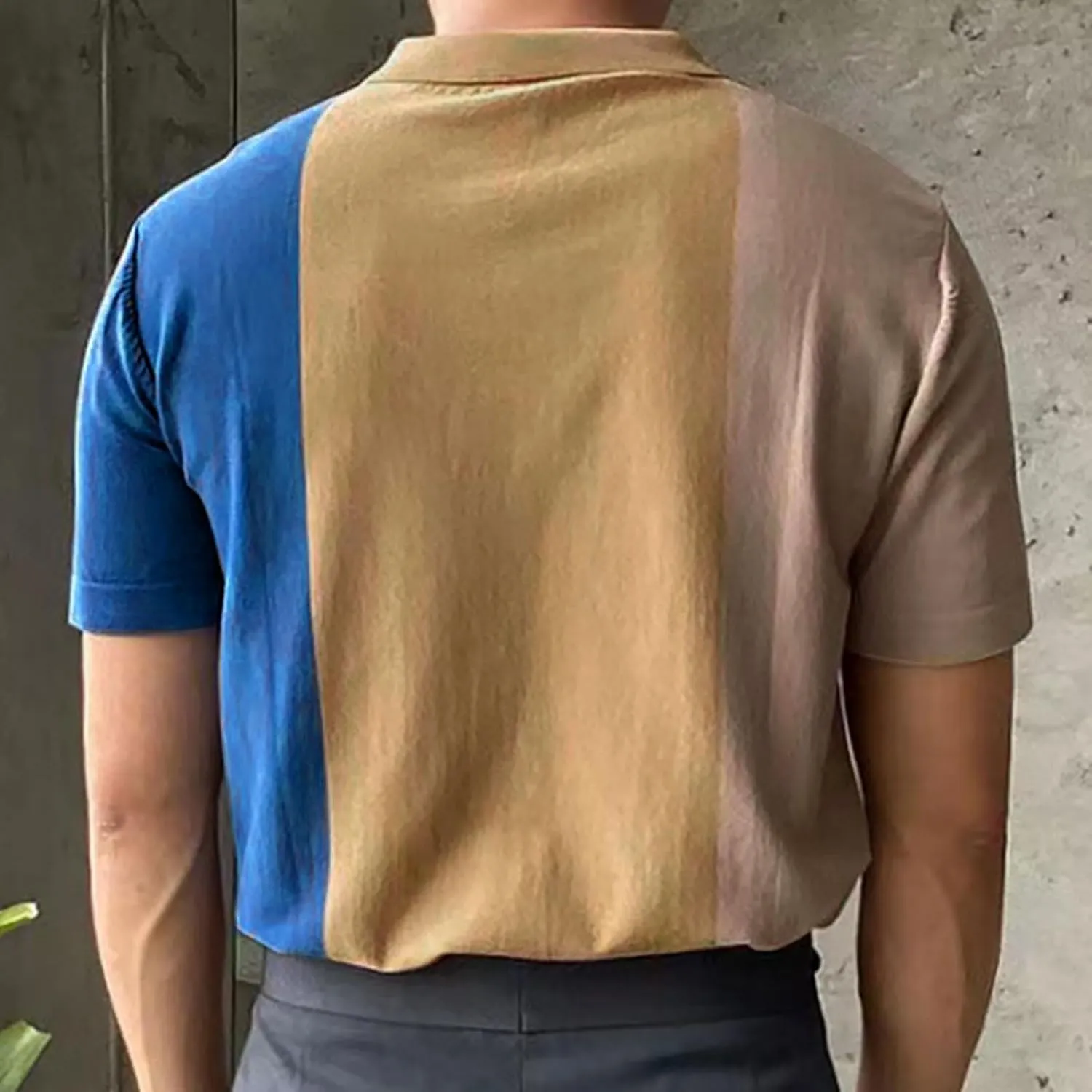 Men's Knitted Polo Shirt Summer Button-Down Shirts Short Sleeve Loose Casual Tops Vacation Outdoor Shirt