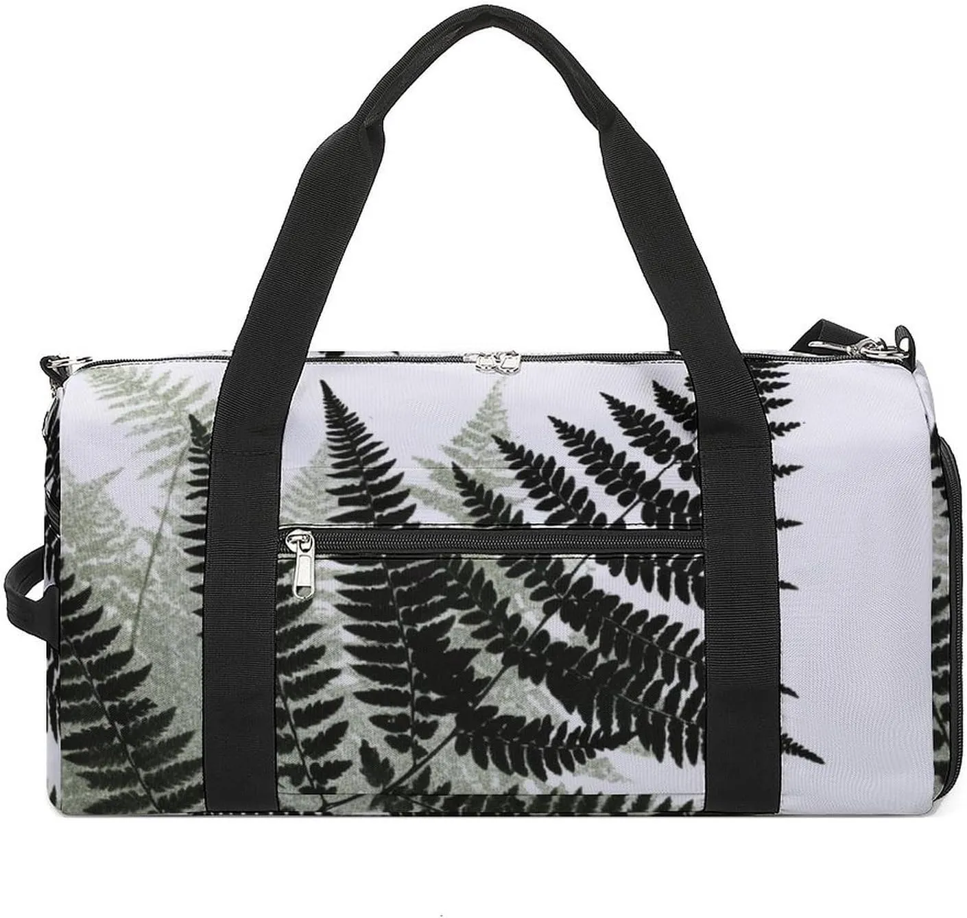 Mens Womens Gym Bag, Natural Plant Silhouette Fern Leaf Print Duffle Bags,travel Gym Duffle Bag,garment Duffle Bag,gym Bag with Shoe Compartment