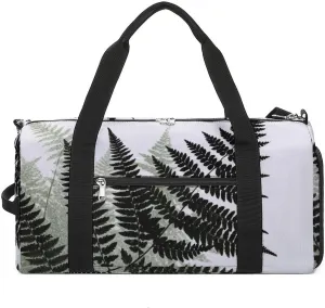 Mens Womens Gym Bag, Natural Plant Silhouette Fern Leaf Print Duffle Bags,travel Gym Duffle Bag,garment Duffle Bag,gym Bag with Shoe Compartment