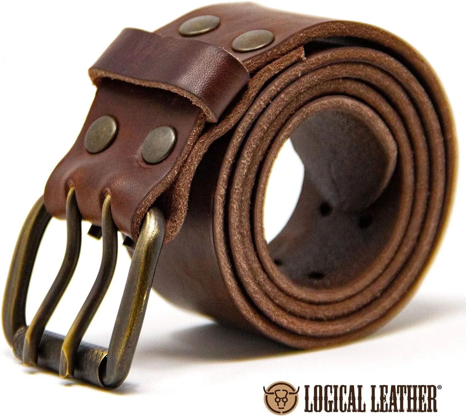 Men's Work Belt - Heavy Duty Genuine Full Grain Leather Double Prong Belts