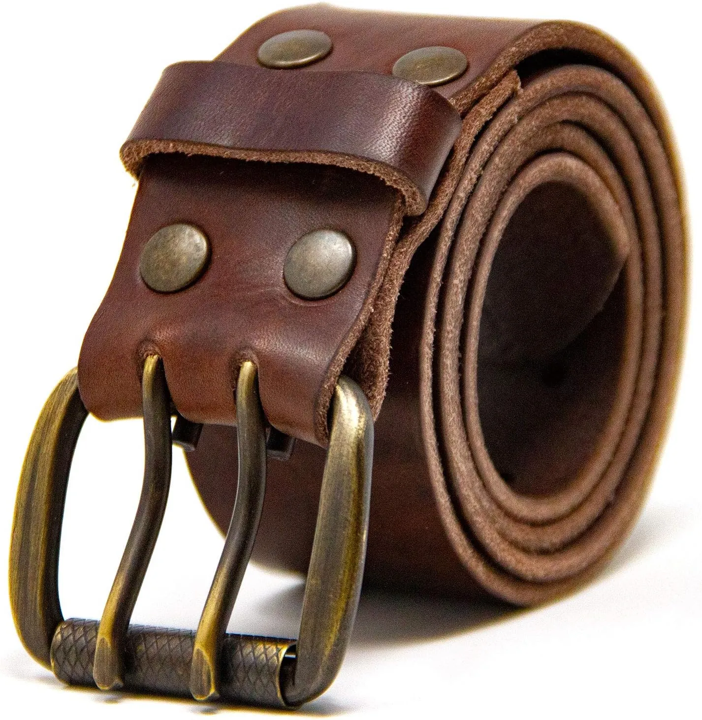 Men's Work Belt - Heavy Duty Genuine Full Grain Leather Double Prong Belts
