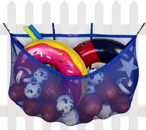 MeshTitan Heavy-Duty Pool Storage Bag - Floats & Toys Organizer with Sturdy Mesh & Anti-Sagging Support (Blue)