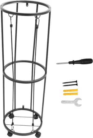 Metal Rolling Ball Storage Rack Lockable Organizer for Basketball Soccer Volleyball Applicable for Home