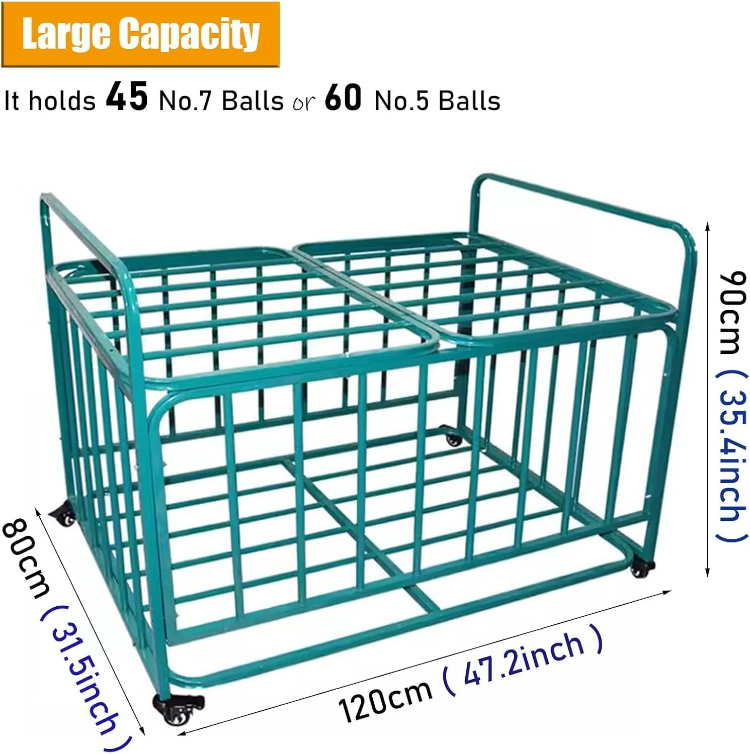 Metal Silver Large Rolling Multi Sports Ball Storage Cart, Basketball Locker Soccer Stand Volleyball Holder, School, with Half-Open Lid & Lockable Casters