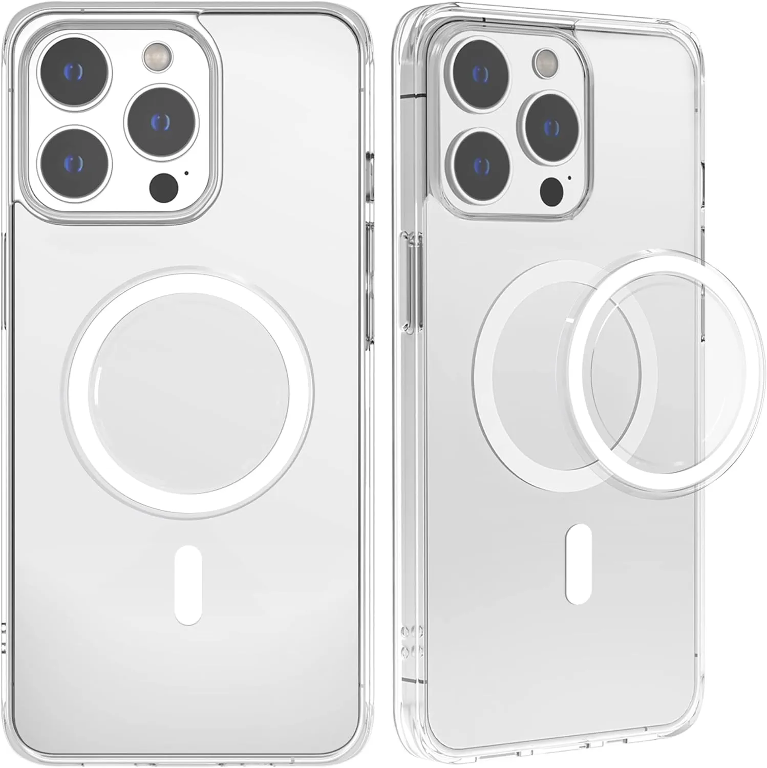 metisinno Magnetic Base Compatible with PopSocket Phone Grips and iPhone MagSafe Cases, Clear & White