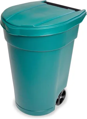 Mighty Tuff 50-Gallon Wheeled Trash Barrel - Large Outdoor Trash Can with Lid - Versatile, Durable and Convenient for Indoor or Outdoor Trash Bin