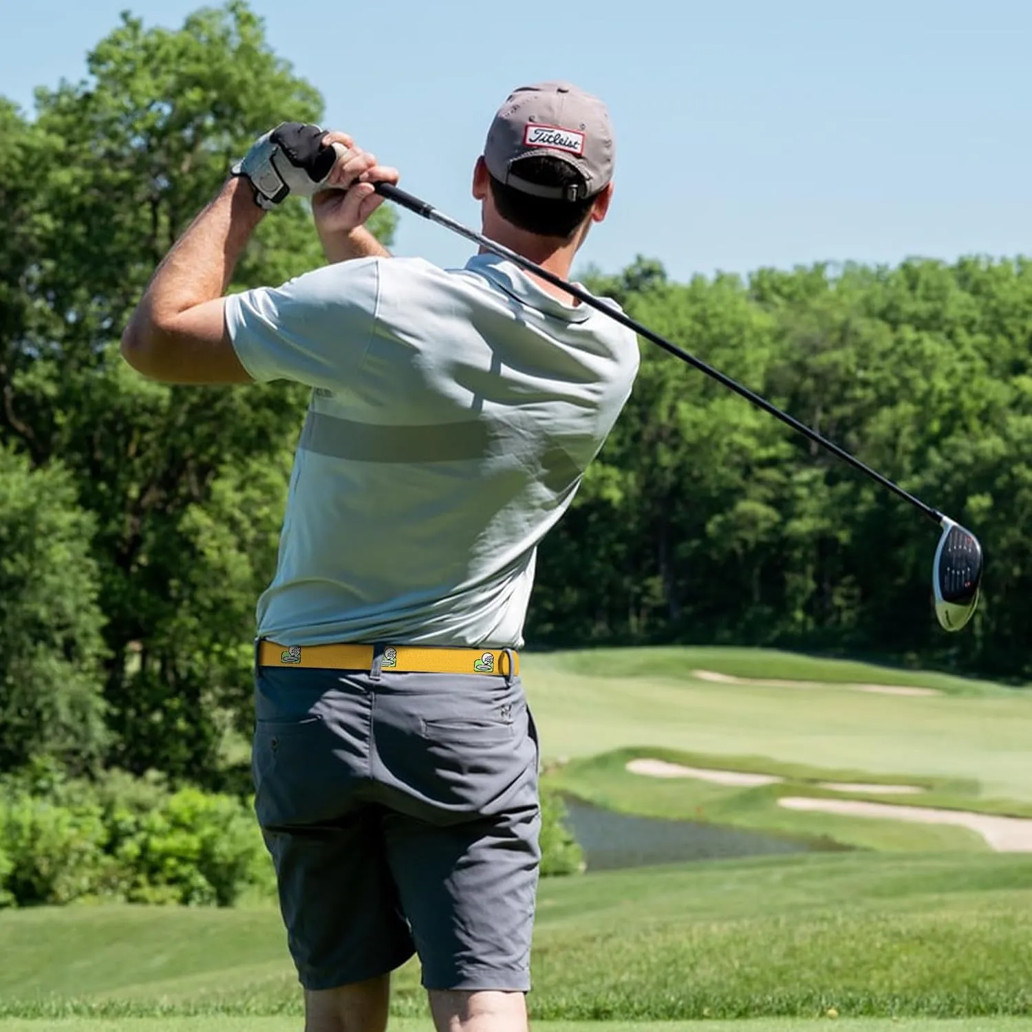 Mile High Life Golf Belts for Men, Canvas Belt with Genuine Leather Tips, Embroidered 2 Layer Web Belt with Pin Buckle