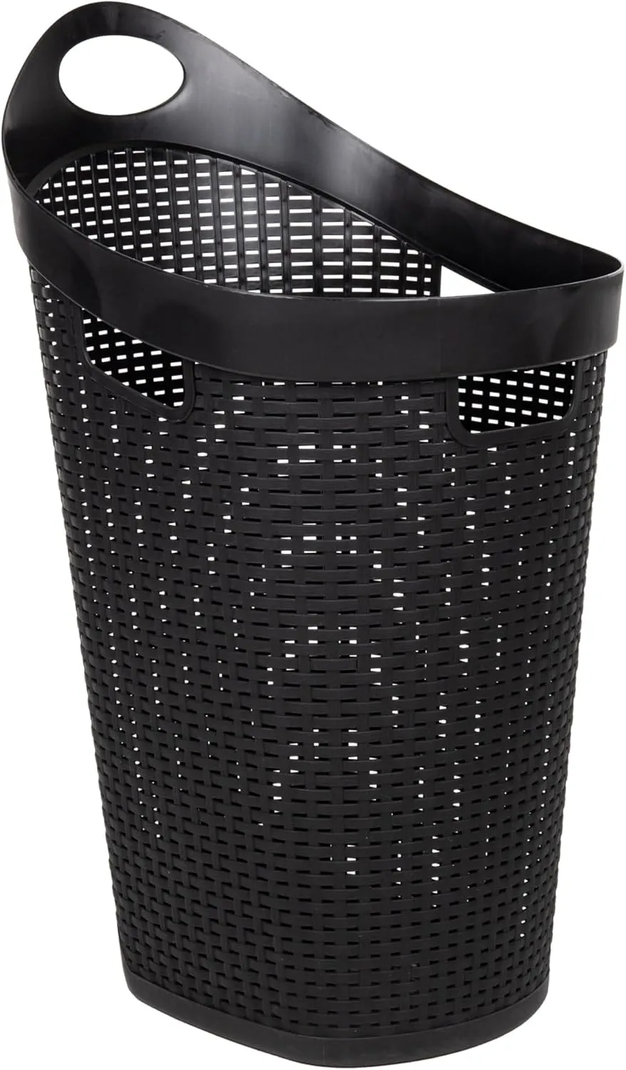 Mind Reader 60L Rolling Laundry Hamper, Clothes Basket, Wheels, Wicker Style, Plastic, 19.5"L x 14.75"W x 29.25"H, Black