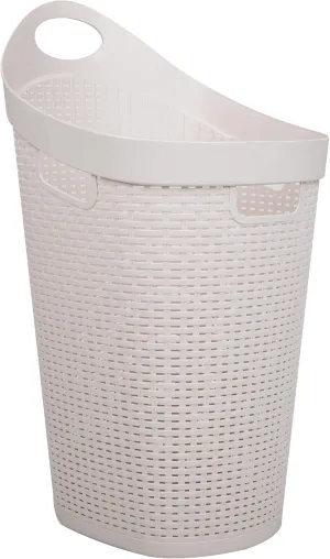 Mind Reader 60L Rolling Laundry Hamper, Clothes Basket, Wheels, Wicker Style, Plastic, 19.5"L x 14.75"W x 29.25"H, Ivory