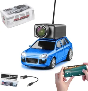 Mini RC Car with Camera, 1/64 Scale APP-Controlled Fully Proportional FPV Remote Control Racing Car with Gyro and Underbody Lighting, Gifts for Vehicle Lover
