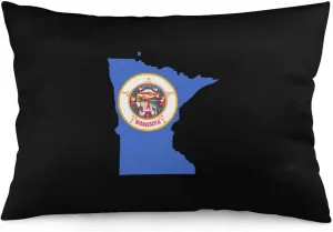 Minnesota State Flag Map Long Throw Pillow Case Covers with Zipper Decorative Linen Cushion Cover Printed for Sofa Couch 20"x30"