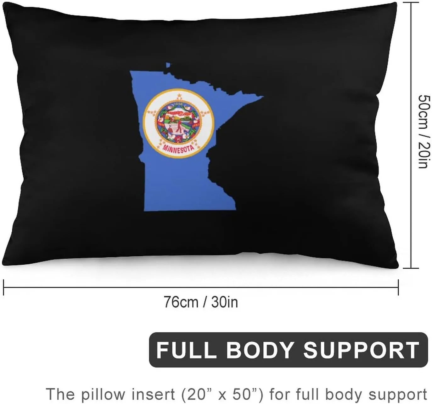 Minnesota State Flag Map Long Throw Pillow Case Covers with Zipper Decorative Linen Cushion Cover Printed for Sofa Couch 20"x30"