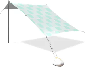Mint Green Plaid Designed UPF50  Foldable Beach Canopy Waterproof Large Sun Shelter with Sturdy Poles, Sandbags and Shovel for Camping, Picnics, Backyard & Fishing carpas de sol para la Playa