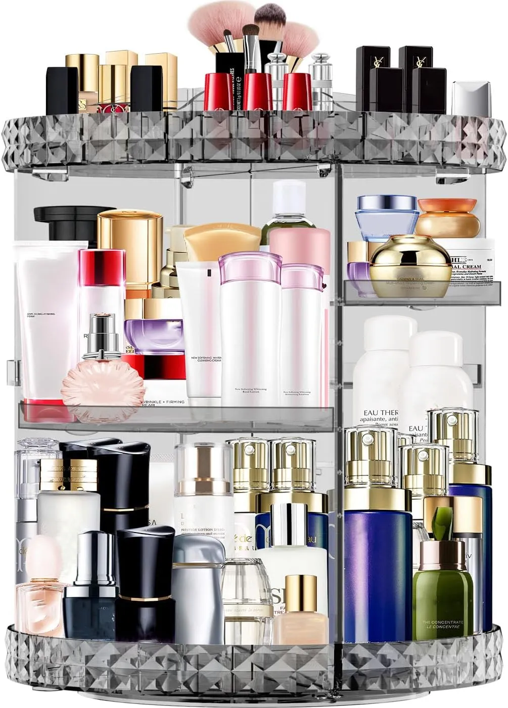 MISERWE Makeup Organizer 360 Degree Rotating 7 Adjustable Layers Large Capacity Cosmetic Organizer Transparent Make Up Organizers and Storage