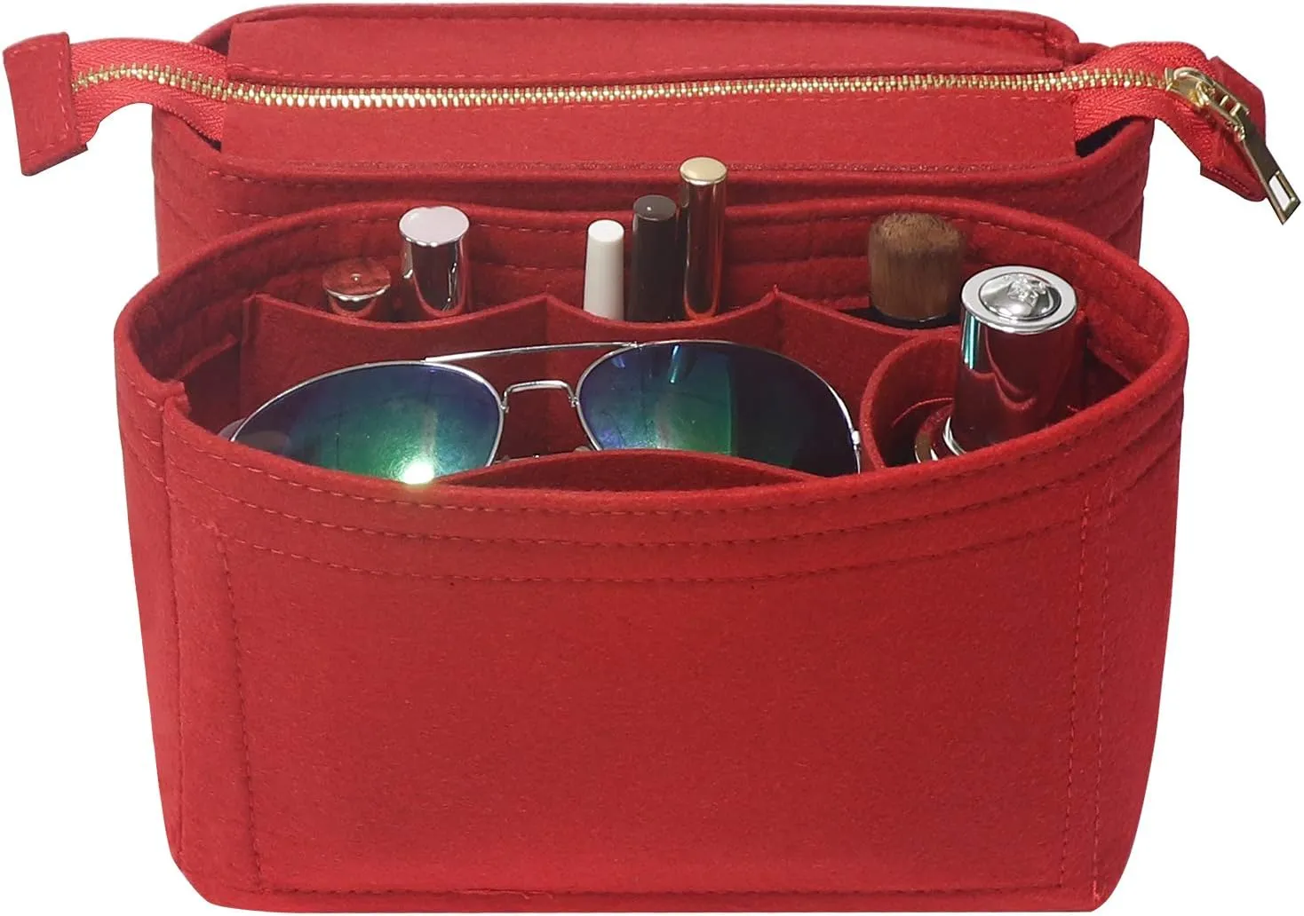 MISIXILE Bag Organizer, Bag Shaper Purse Insert Felt Organizer Fit in NeoNoe Noé and other Bucket Bags - red