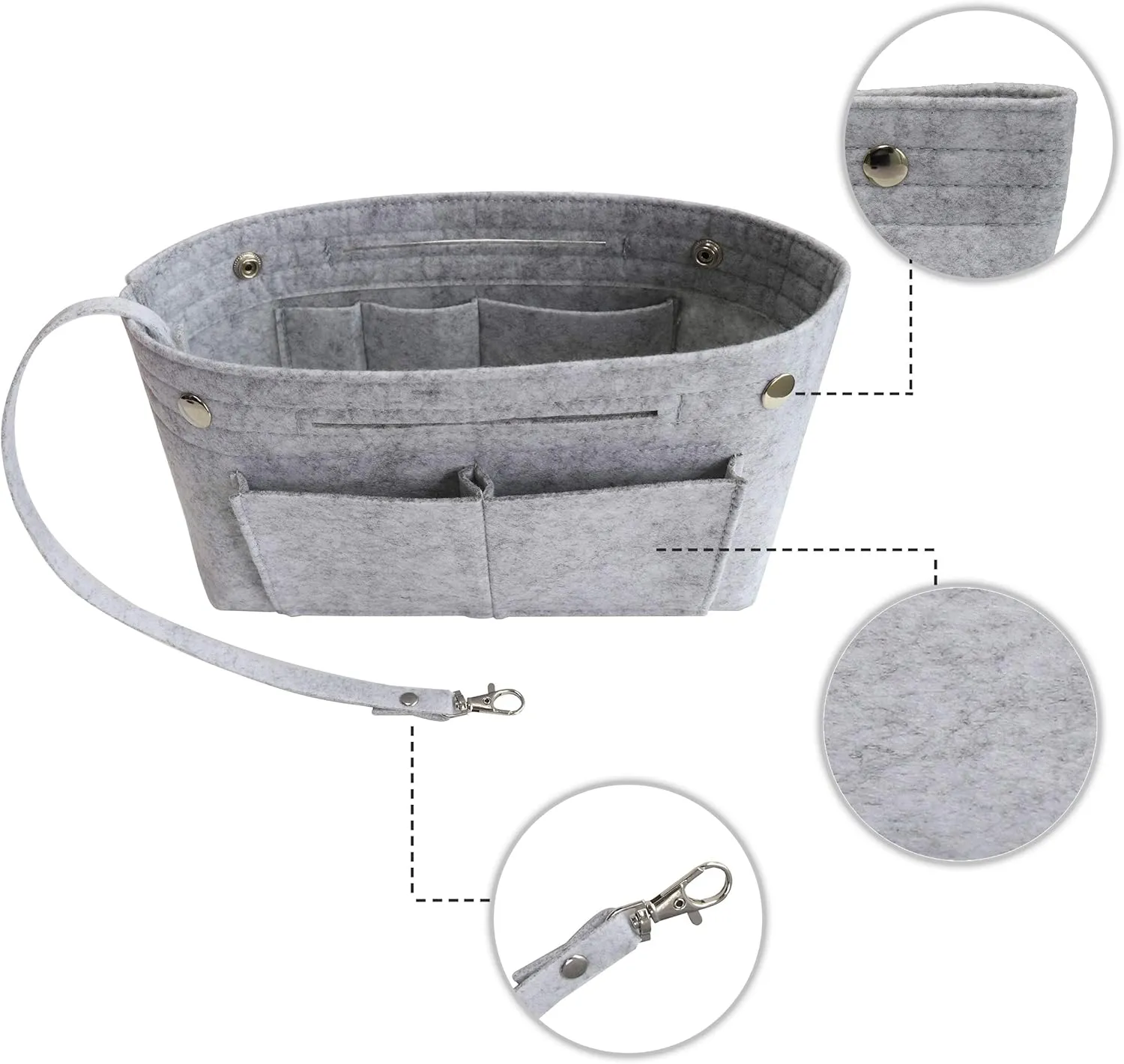 MISIXILE Felt Purse Organizer Insert Handbag Organizer,Tote Bag in Bag Organizer Fits Speedy Neverfull with Handles Keychain