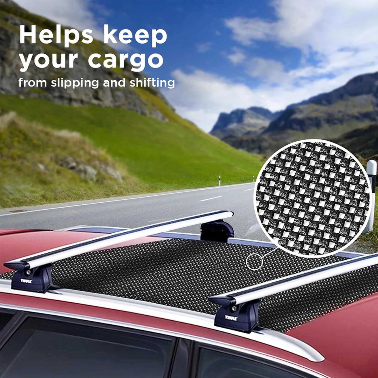 Mockins 60"x40" Anti Slip Mat for Car Rooftop Cargo Carrier & Roof Bag | Strong Grip PVC Roof Rack Pads | Trim-to-Fit Roof Rack Protection Pads | Non-Scratch Roof Pad Cargo Mat for SUV Car & Truck