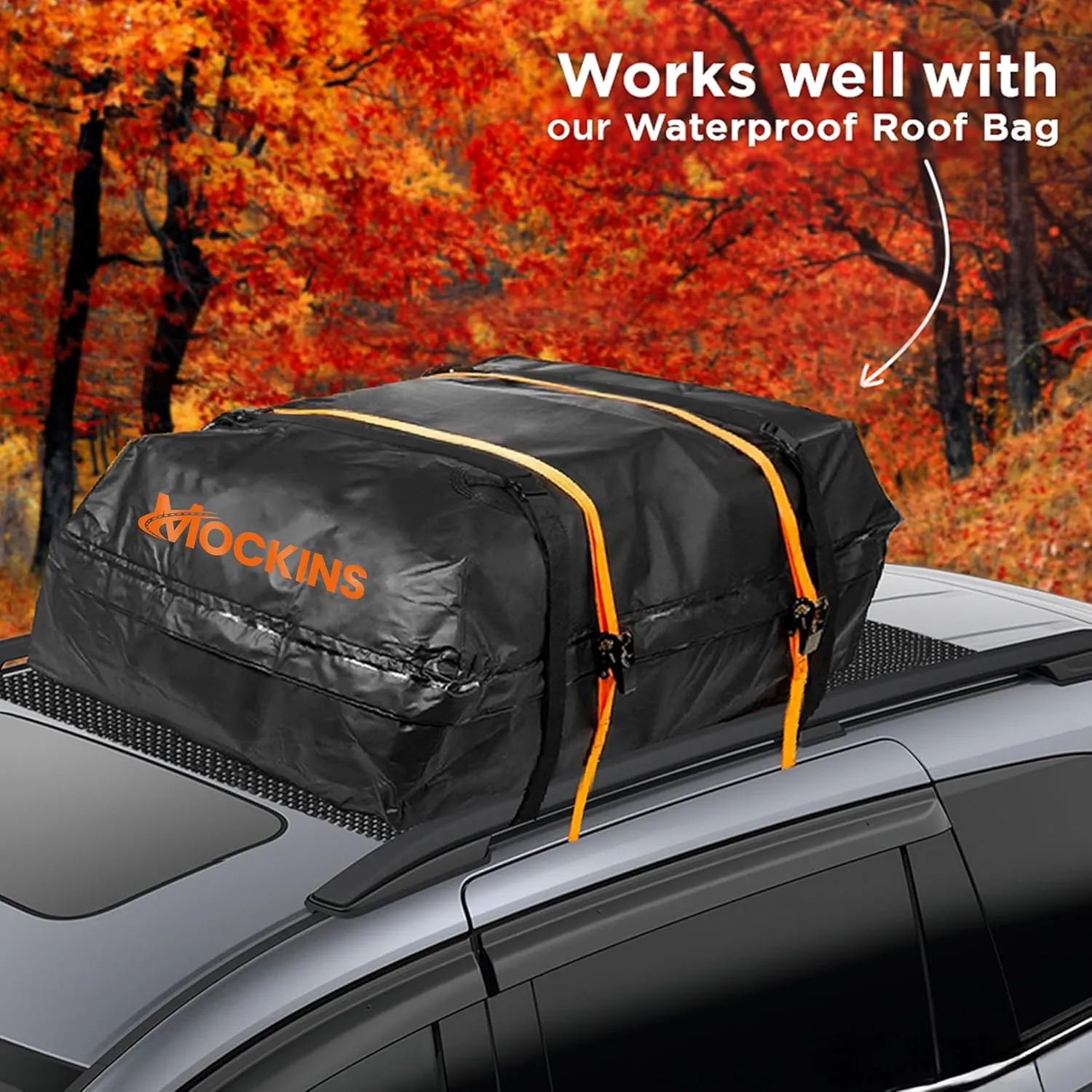 Mockins 60"x40" Anti Slip Mat for Car Rooftop Cargo Carrier & Roof Bag | Strong Grip PVC Roof Rack Pads | Trim-to-Fit Roof Rack Protection Pads | Non-Scratch Roof Pad Cargo Mat for SUV Car & Truck
