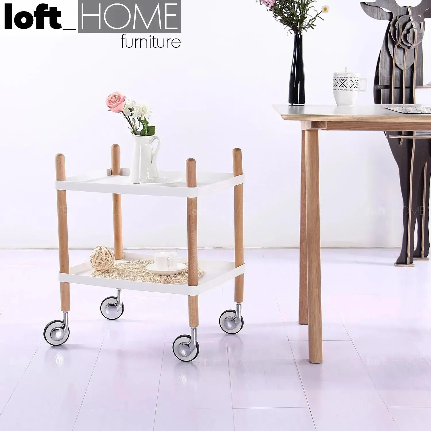 Modern Plastic Wheeled Trolley Side Table DANISH 2