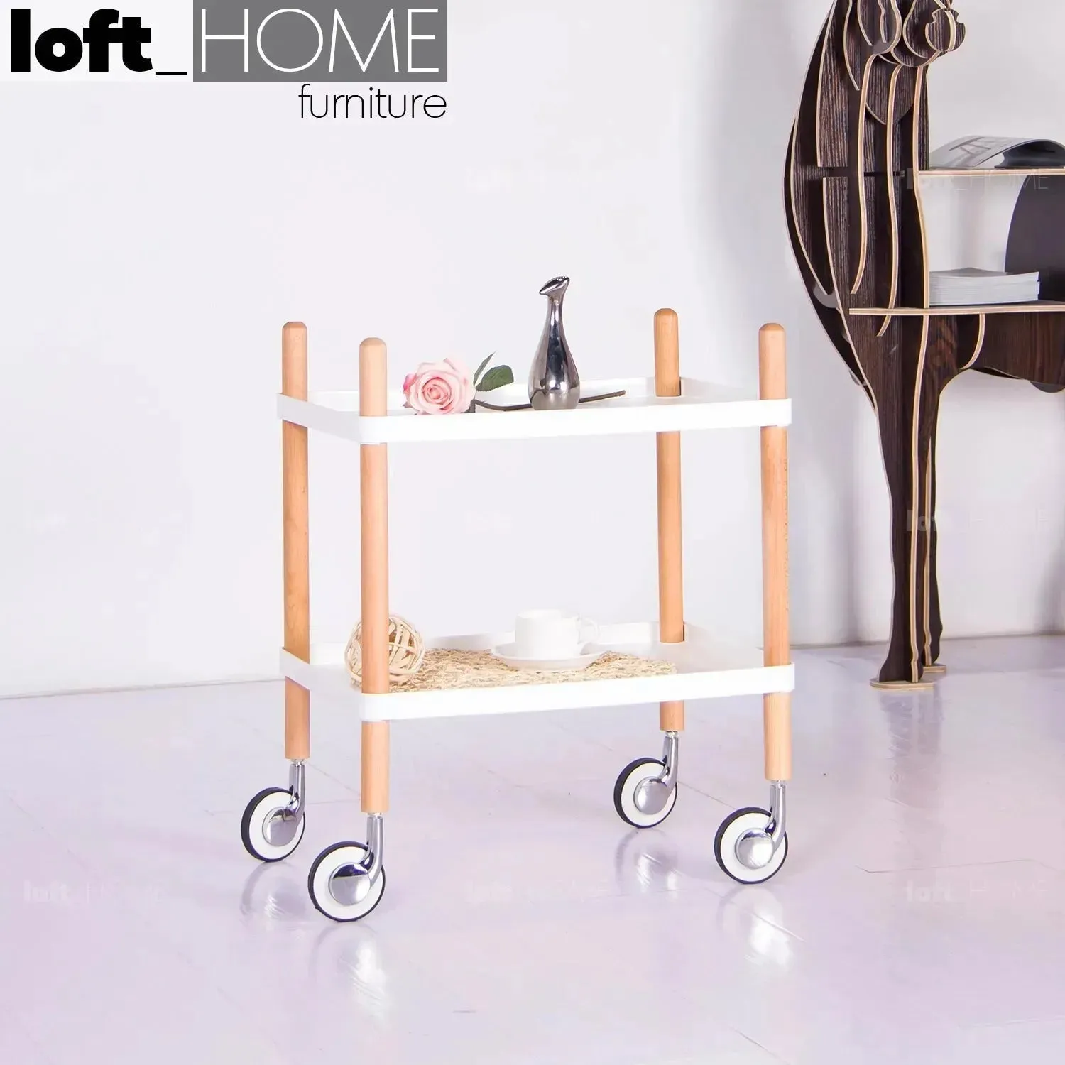 Modern Plastic Wheeled Trolley Side Table DANISH 2