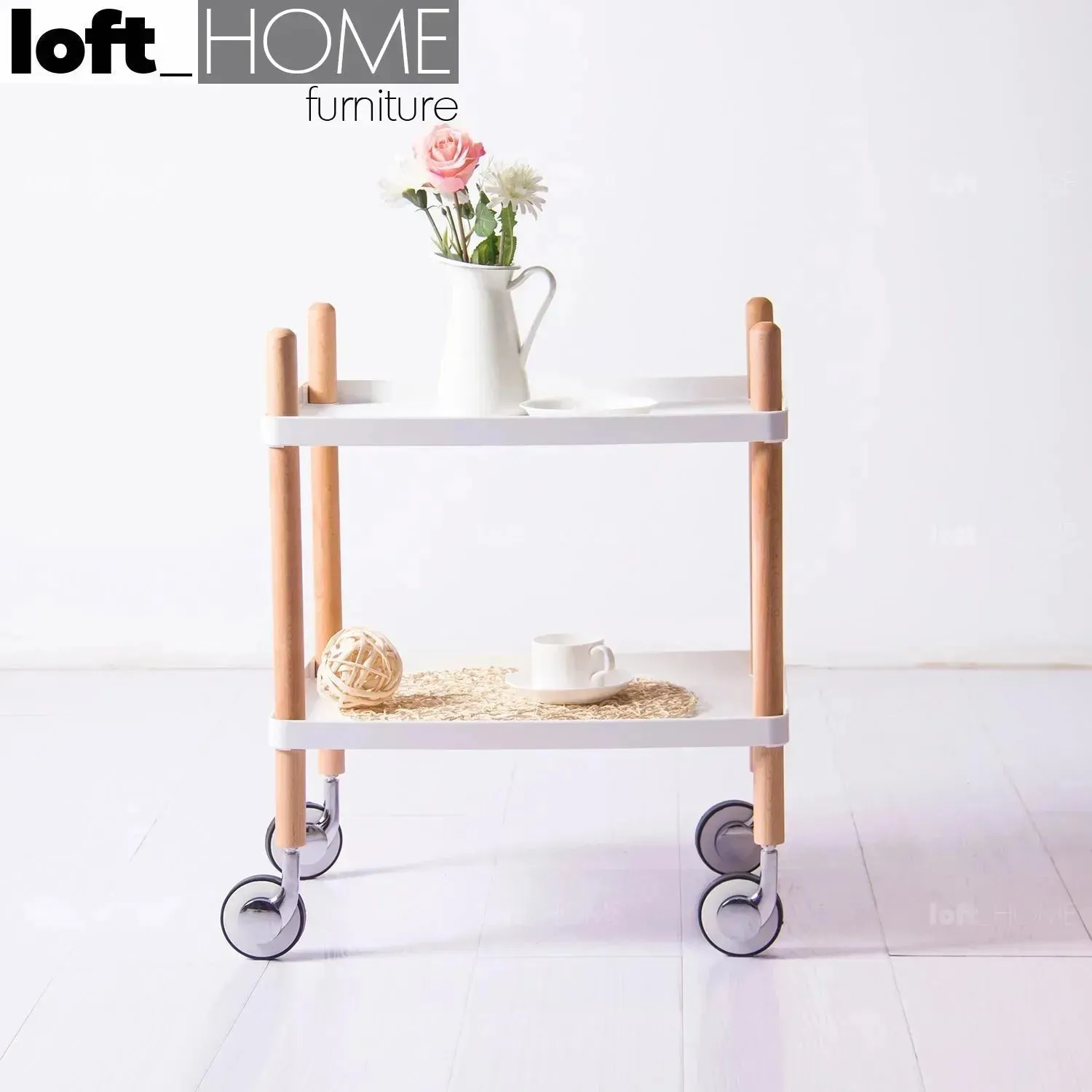 Modern Plastic Wheeled Trolley Side Table DANISH 2