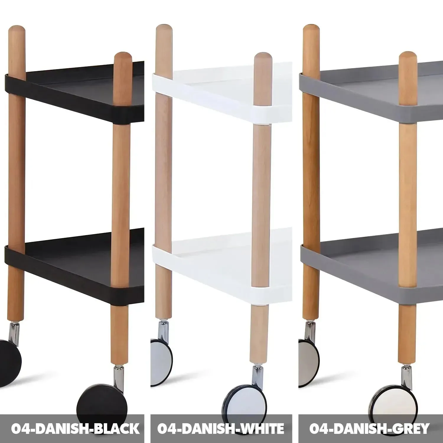 Modern Plastic Wheeled Trolley Side Table DANISH 2