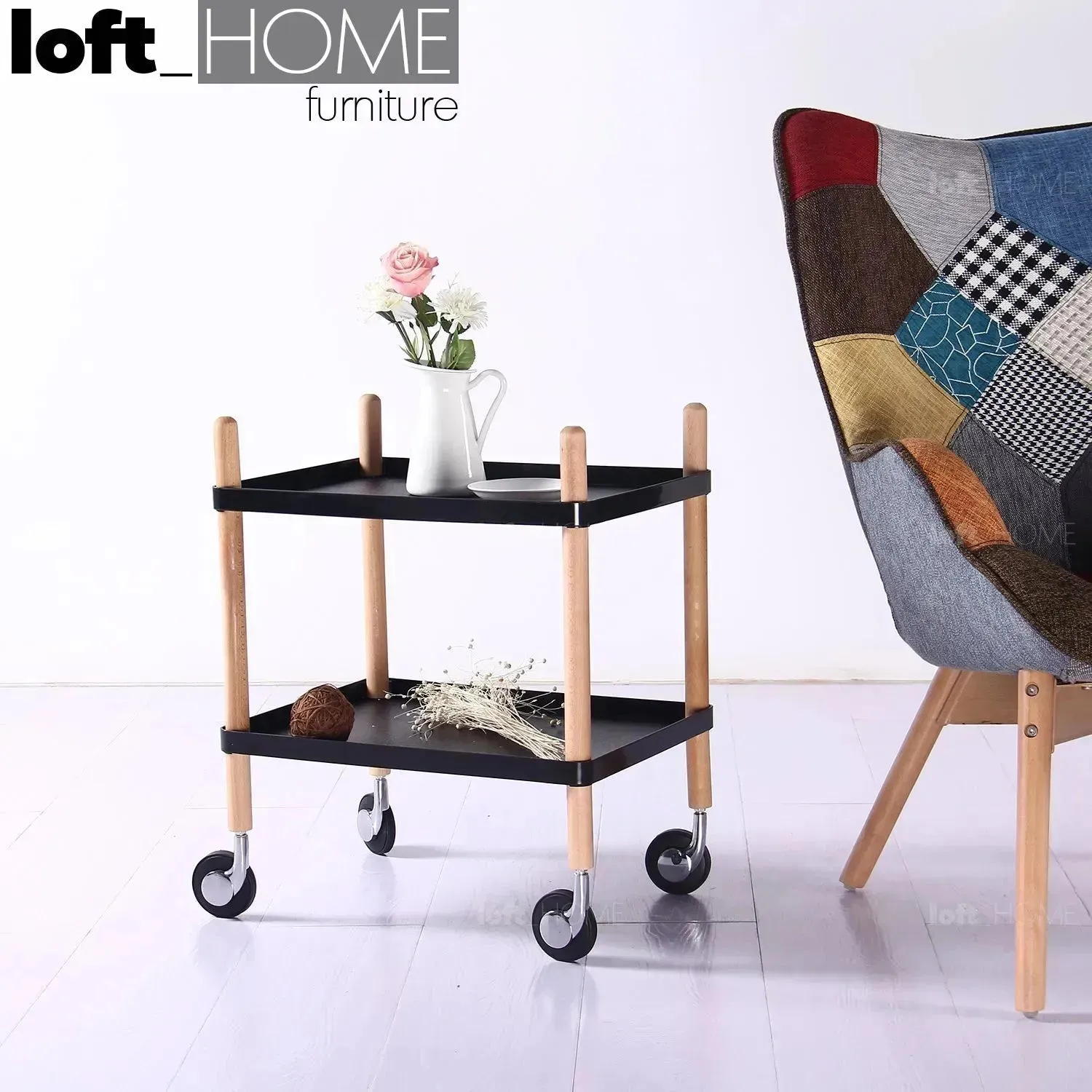 Modern Plastic Wheeled Trolley Side Table DANISH 2