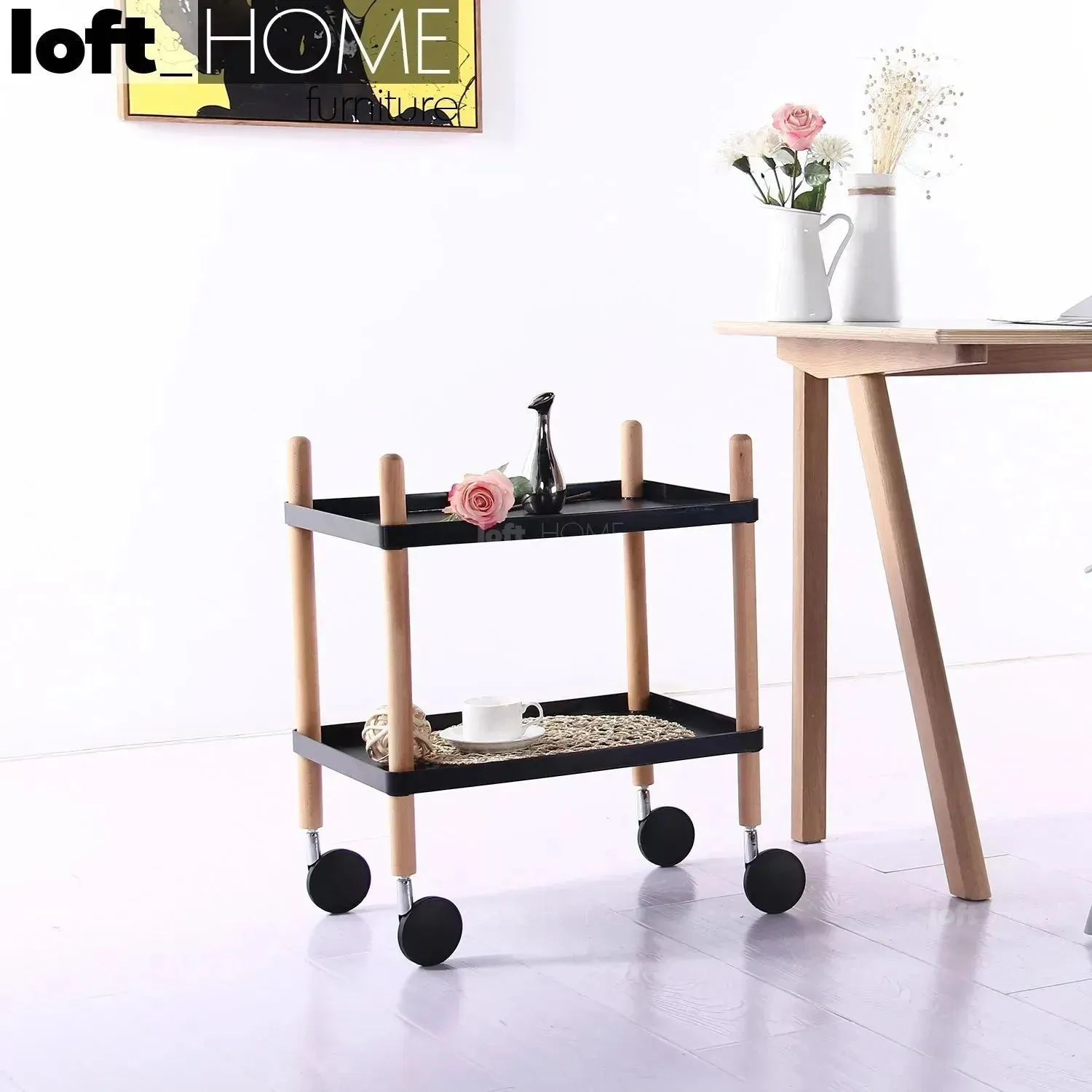 Modern Plastic Wheeled Trolley Side Table DANISH 2