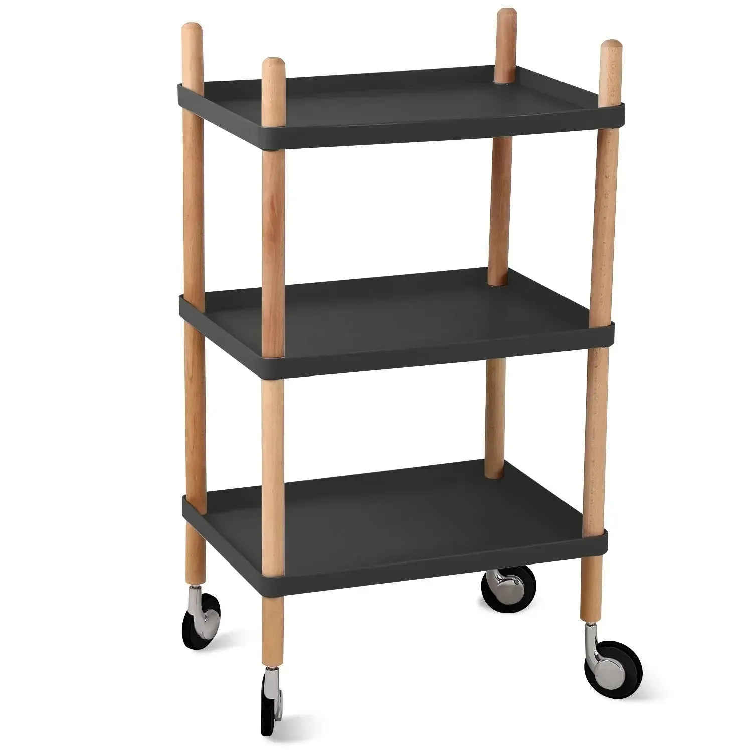 Modern Plastic Wheeled Trolley Side Table DANISH 3