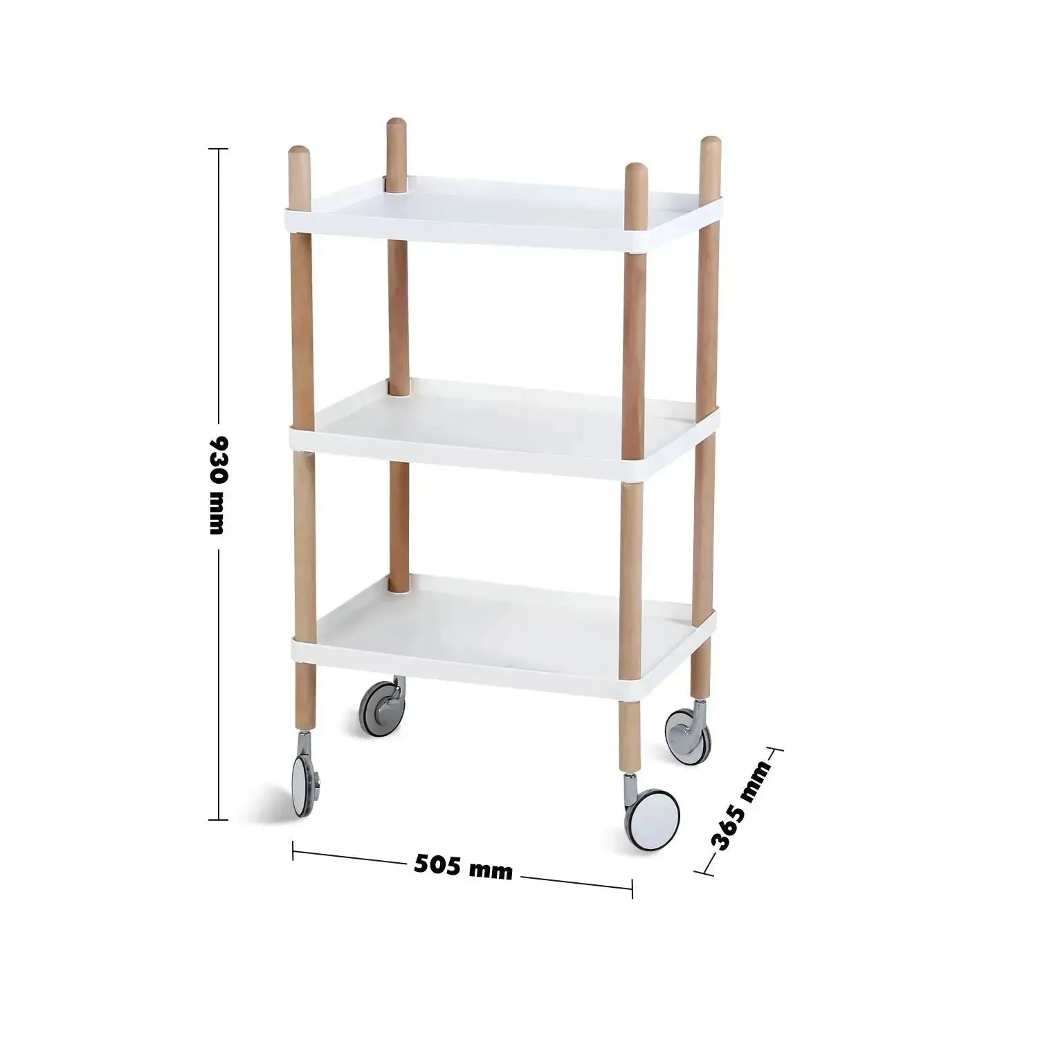 Modern Plastic Wheeled Trolley Side Table DANISH 3