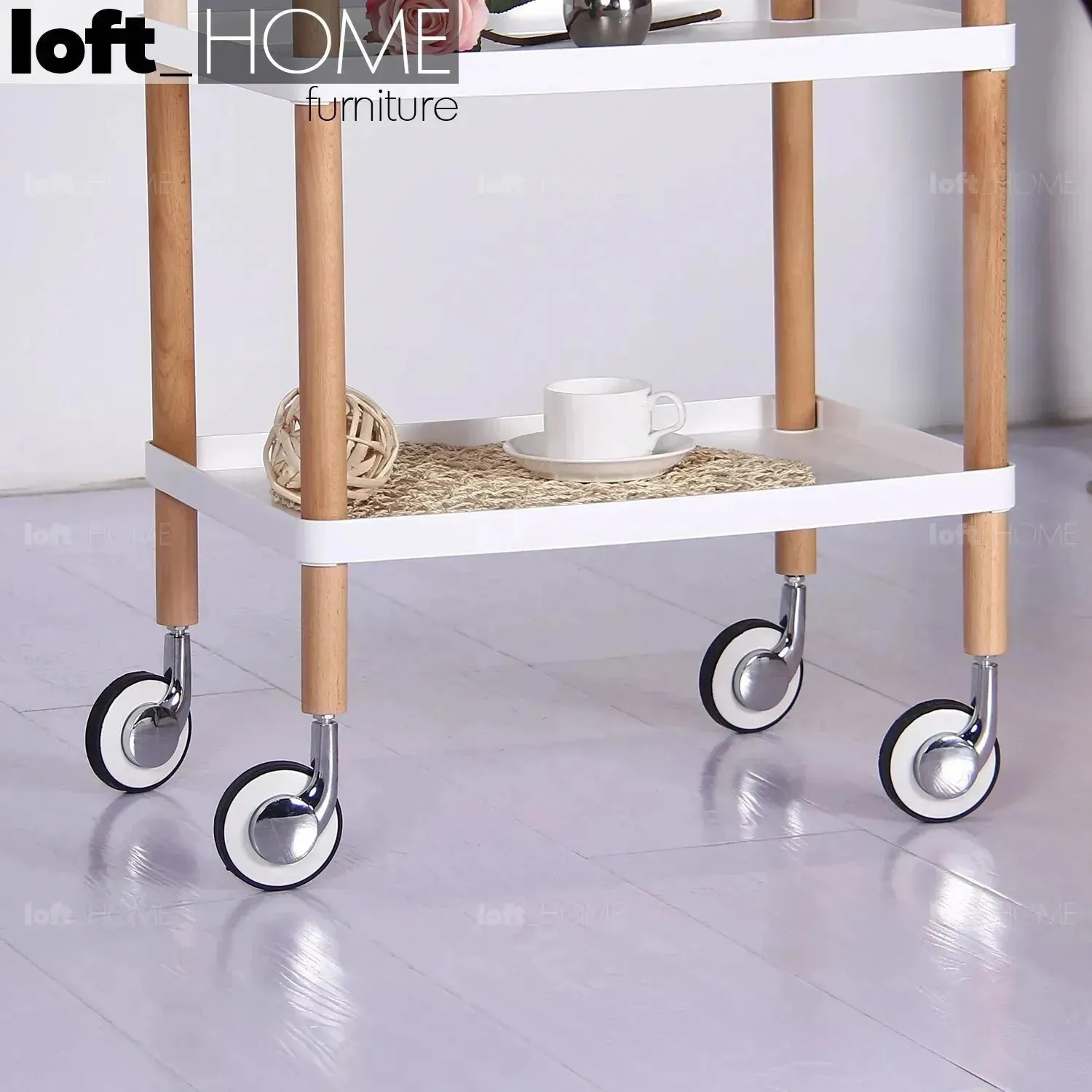 Modern Plastic Wheeled Trolley Side Table DANISH 3
