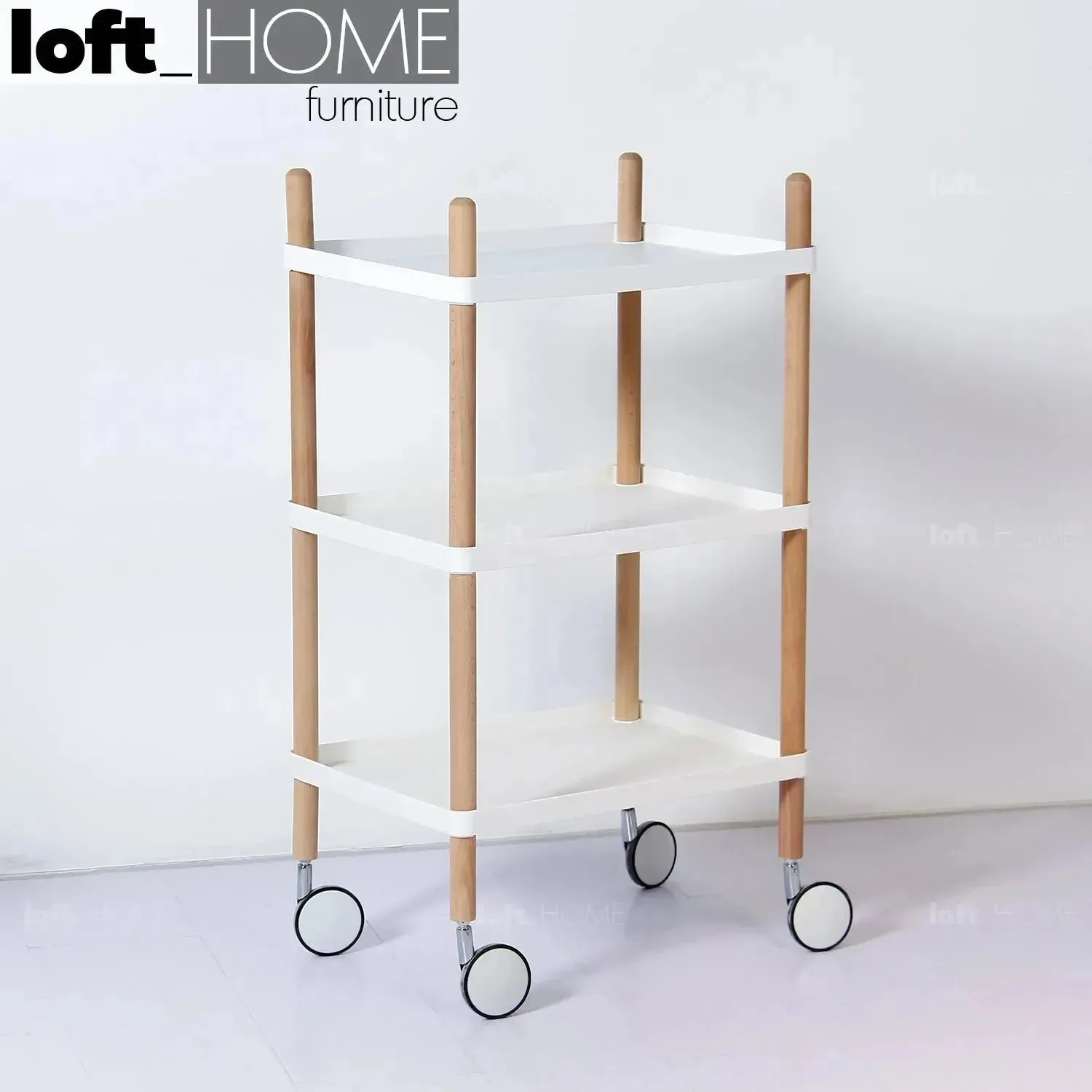 Modern Plastic Wheeled Trolley Side Table DANISH 3