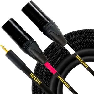 Mogami GOLD 3.5-2XLRM-06 Stereo Audio Y-Adapter Cable, 3.5mm TRS Plug to Dual XLR-Male Plugs, Gold Contacts, Straight Connectors, 6 Foot