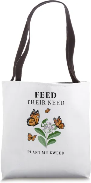 Monarch Butterfly Milkweed Design for Butterfly Lover Tote Bag