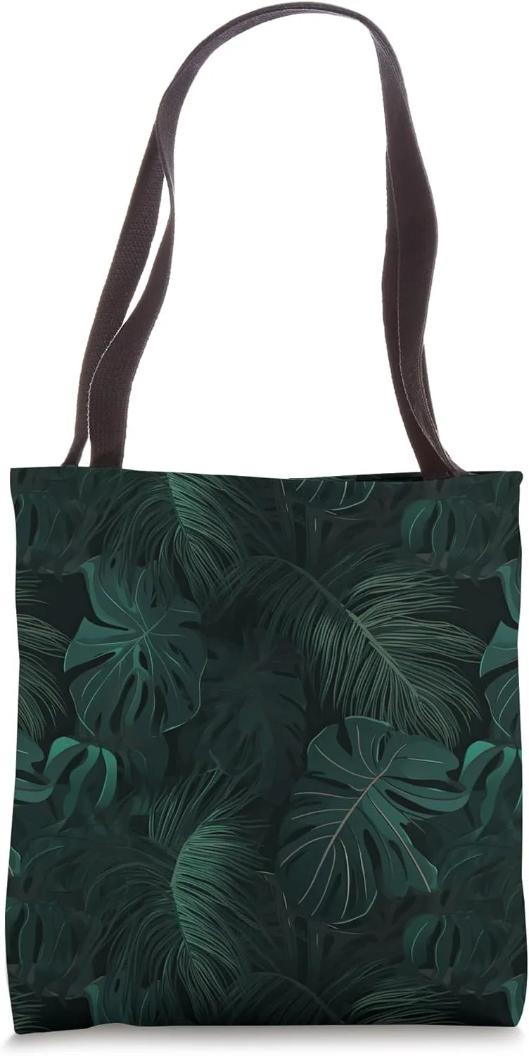 Monstera Sago Palm Leaves Pattern Botanical Rapport Tropical Tote Bag